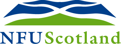 NFU Scotland logo featuring green and blue flag and text underneath